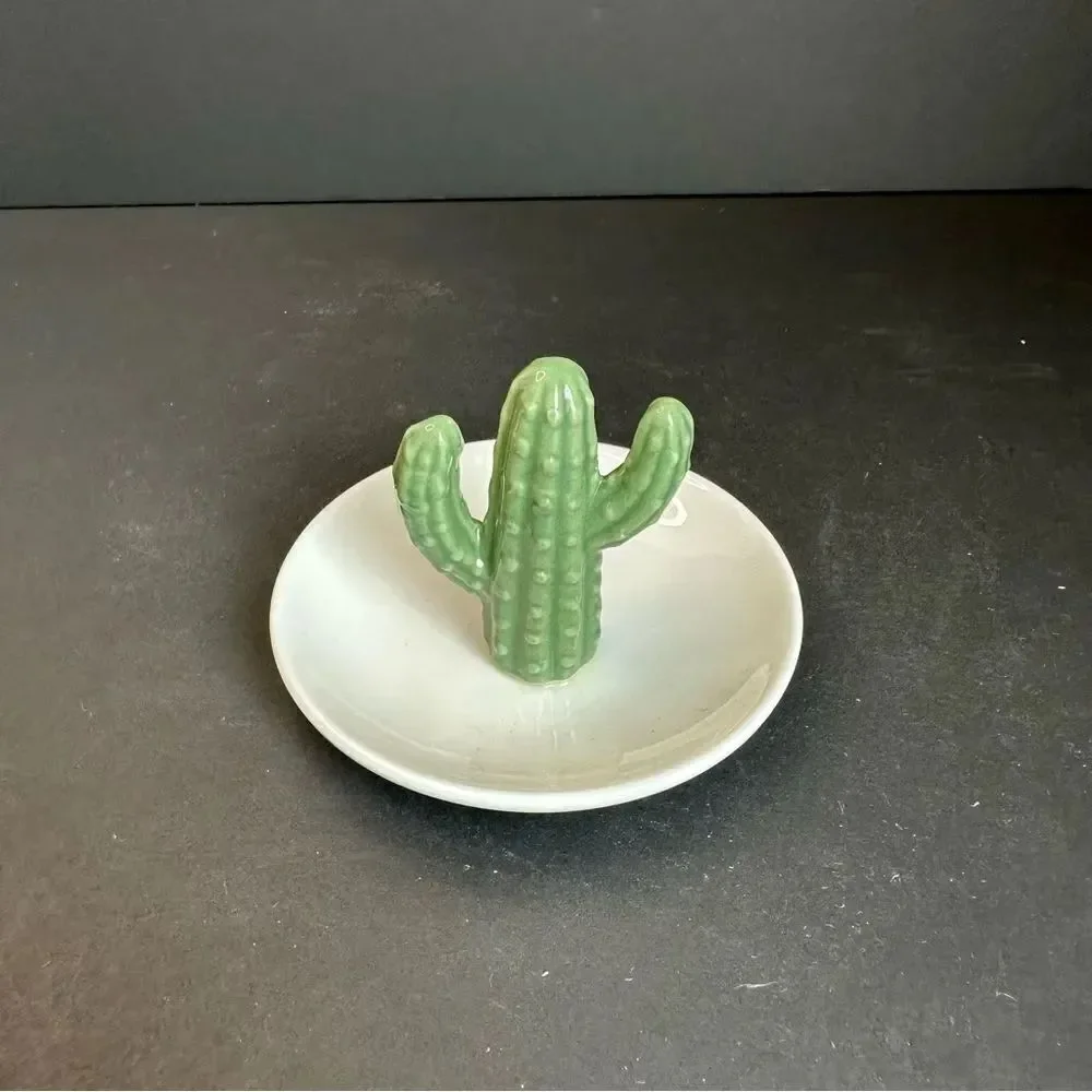 Ceramic‎ Cactus Ring Holder Trinket Dish 4x2.5